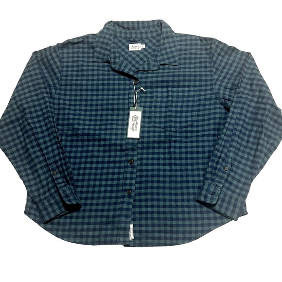 Alpine Design Women's LARGE Midweight Flannel Shirt Green Navy Plaid Hiking NWT - Picture 1 of 12